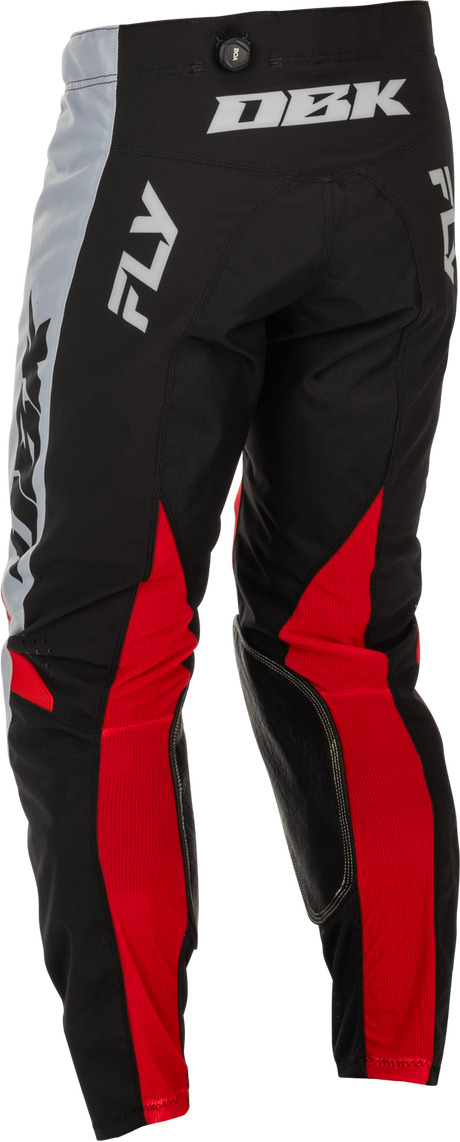 Fly Racing Kinetic DBK Pants Grey/Black/Red Size 32 - Durable Motorcycle Riding Pants with Mesh Comfort Liner and Adjustable Fit
