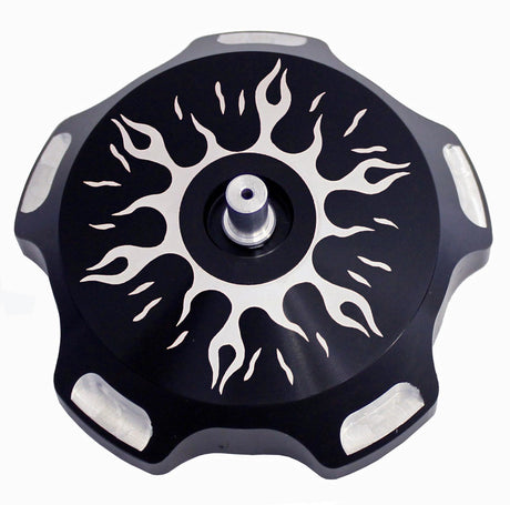 MODQUAD GC1-FRBLK Billet Gas Cap with Black Flames for Yamaha YFM700 Raptor (2007-2016)