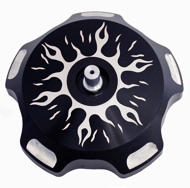 MODQUAD GC1-FRBLK Billet Gas Cap with Black Flames for Yamaha YFM700 Raptor (2007-2016)