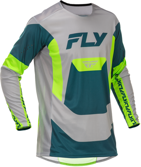 Fly Racing Lite Jersey Grey/Lime/Teal XL - Lightweight Motorcycle Jersey with Advanced Ventilation for Off-Road & MX Bikes