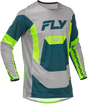 Fly Racing Lite Jersey Grey/Lime/Teal Large – Performance Motocross Jersey for Many Off-Road Vehicles