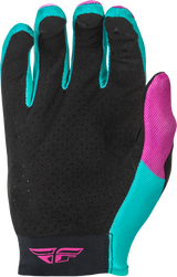 Fly Racing Girl's Lite Gloves Pink/Turquoise - Youth Motorcycle & BMX Gloves, Touch Screen Compatible