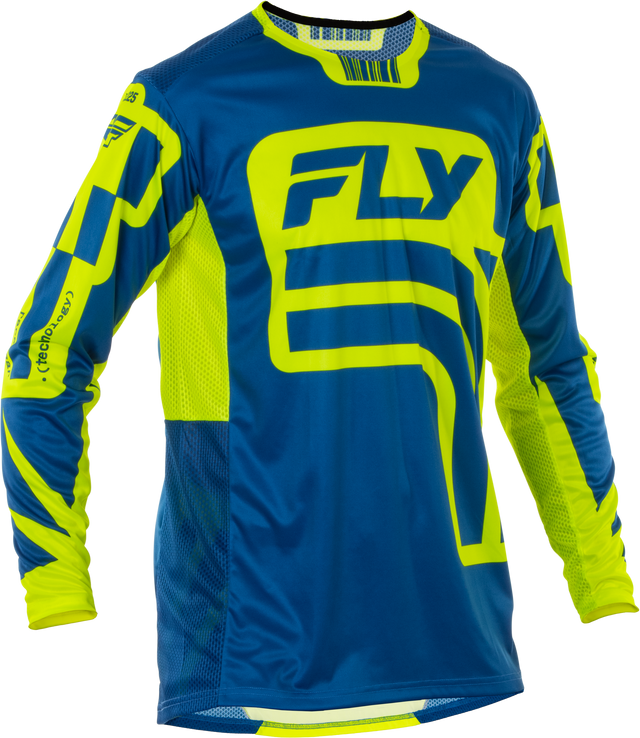 Fly Racing Lite Lancer Jersey Navy/Hi Vis Medium - Lightweight Motorcycle Riding Jersey with Advanced Ventilation for Off-Road and On-Rock Riding