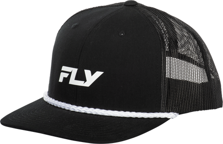 Fly Racing Black Trucker Hat - Adjustable Snapback Cap with Curved Bill for Men and Women