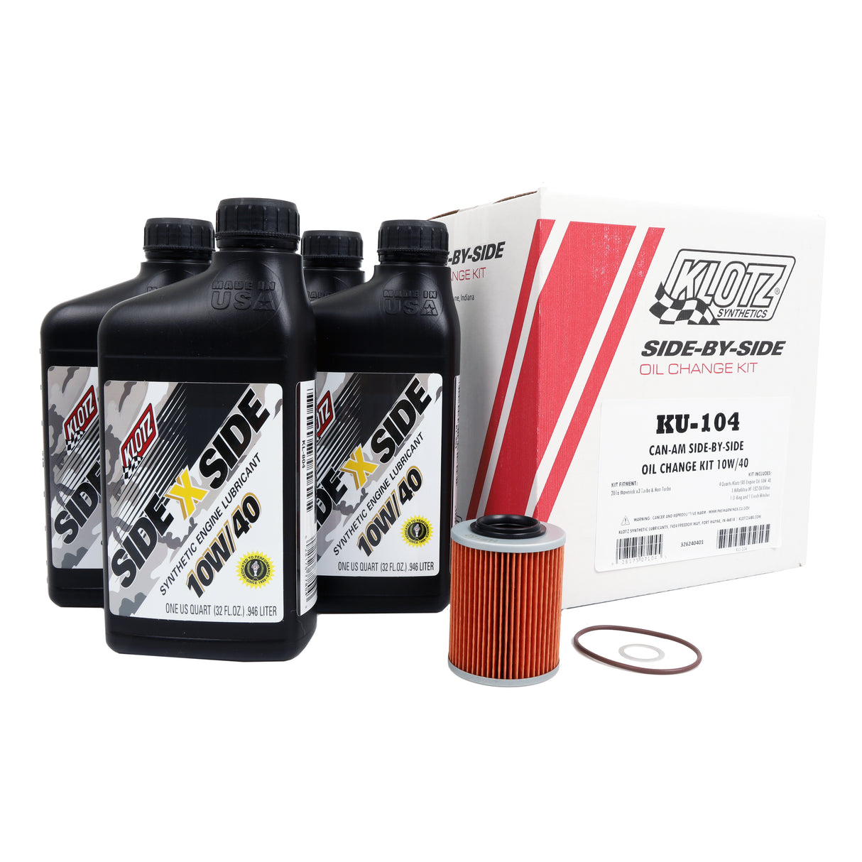 Klotz Sidexside Oil Change Kit 10W-40 with Oil Filter for Can-Am Maverick X3 Turbo (2017-2019)