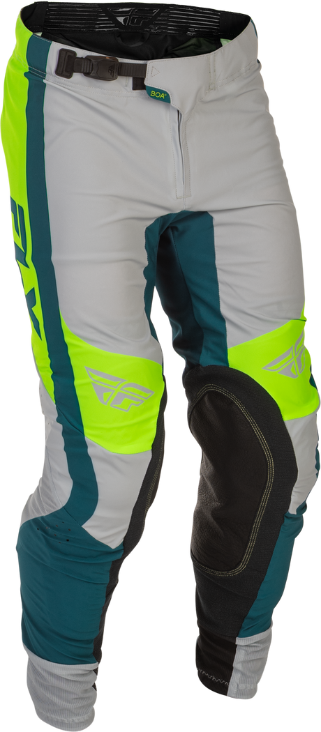 Fly Racing Youth Lite Pants Grey, Lime, and Teal Size 26 – Motorcycle Riding Pants with Kevlar Reinforcements and BOA Fit System