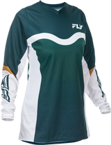 Fly Racing Women's F 16 Jersey Teal/White/Gold XL for Motocross and Off-Road Vehicles