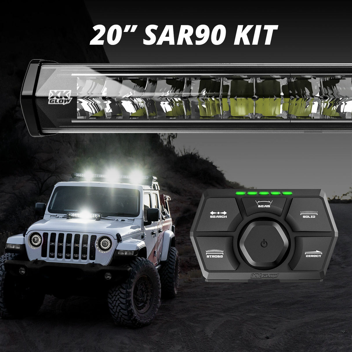 XK GLOW Sar90 Light Bar Emergency Light Kit – Universal Fit for Trucks, SUVs, and Off-Rroad Vehicles