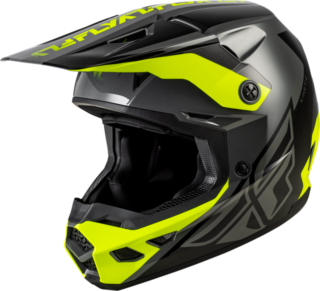 FLY Racing Kinetic Crest Helmet Grey/Black/Hi Vis Small – Off-Road Motorcycle Helmet with DOT and ECE22.06 Approval for ATV, Dirt Bike, and Motocross