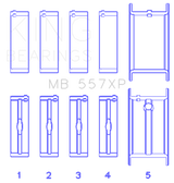 King Sm Block Chevy Large Journal 350 2.100in Rods (Size 010) Tri-Metal Performance Main Bearing Set