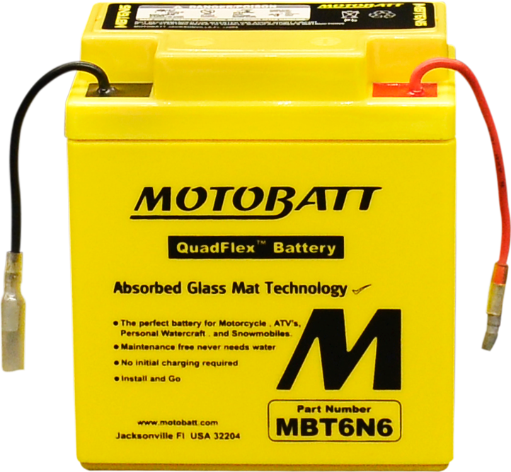 MOTOBATT MBT6N6 Quadflex AGM Sealed Battery for Motorcycles, ATVs, and Powersports Vehicles
