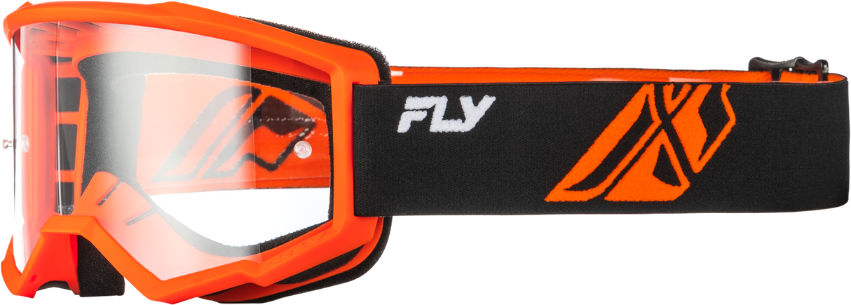 Fly Racing Focus Goggle Black and Orange with Clear Lens – Universal Fit for ATV, Off-Road, and Motocross Vehicles