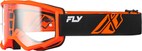 Fly Racing Focus Goggle Black and Orange with Clear Lens – Universal Fit for ATV, Off-Road, and Motocross Vehicles