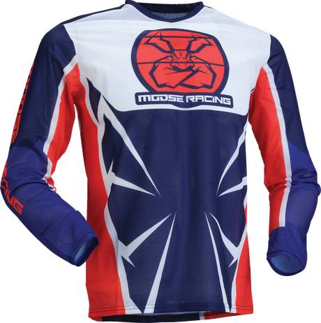 MOOSE OFFROAD Youth Agroid Mesh Jersey - Red/White/Blue, Large | Durable Performance Wear for Off-Road Vehicles