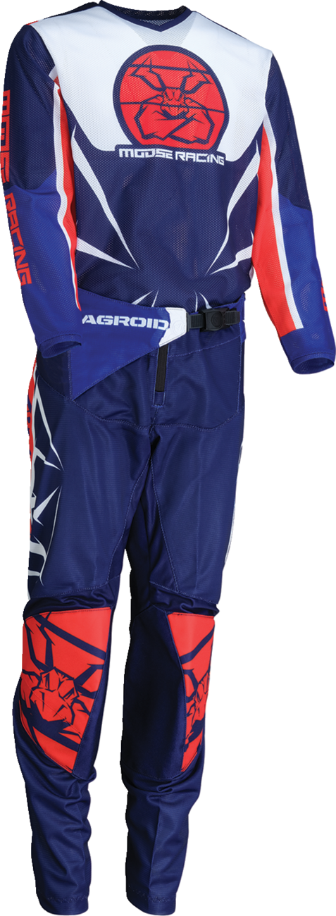 MOOSE OFFROAD Youth Agroid Mesh Jersey - Red/White/Blue, Large | Durable Performance Wear for Off-Road Vehicles