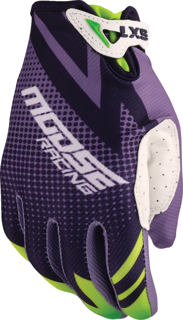 MOOSE OFFROAD Youth SX1™ Gloves - Purple/Green, Small | Off-Road Motorcycle Riding Gear for Kids