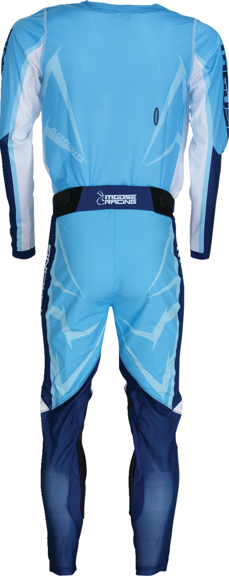 MOOSE OFFROAD Agroid Pants - Blue/White US 28 Slim Fit with Knee Armor Compatibility