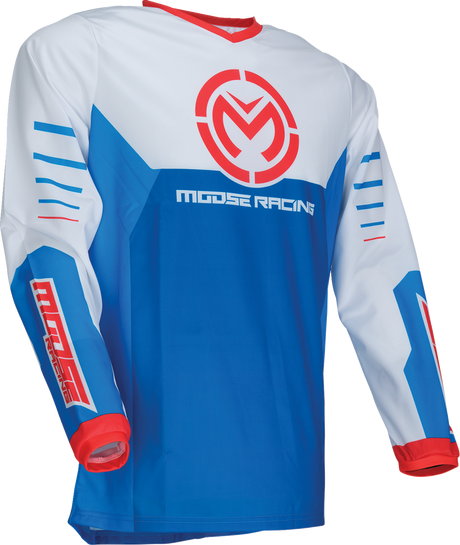 Moose Offroad Qualifier® Jersey - Red/White/Blue - Medium | Durable Polyester Fabric & Performance-Fitted Cuffs
