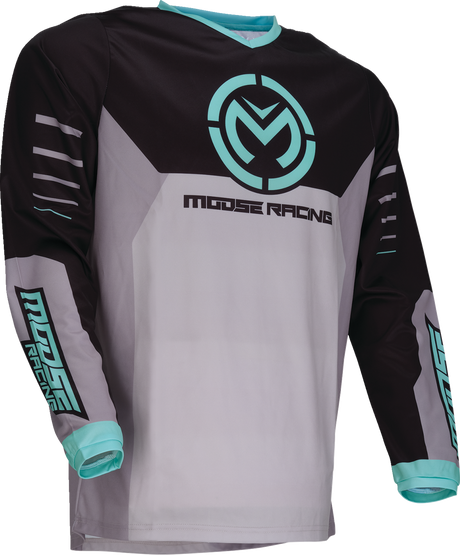 MOOSE OFFROAD Qualifier® Jersey 2XL Gray/Teal - Durable Polyester Performance Fit for UTV, ATV, and Off-Road Vehicles
