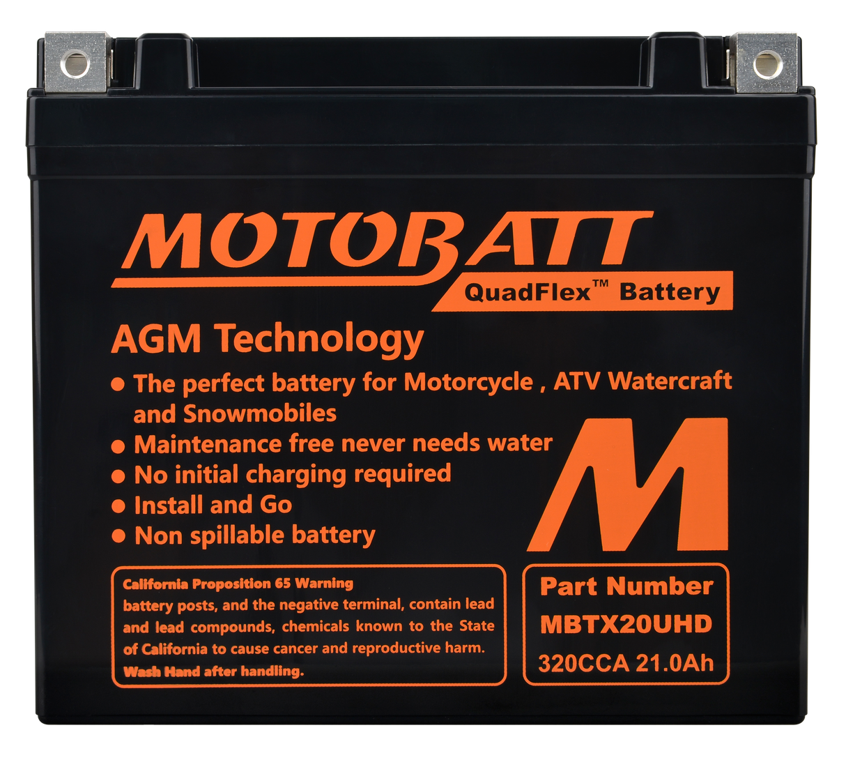 MOTOBATT MBTX20UHD Quadflex Sealed AGM Battery for Harley Davidson Touring, Gold Wing, and Honda Gold Wing Models