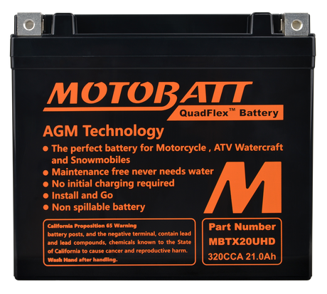 MOTOBATT MBTX20UHD Quadflex Sealed AGM Battery for Harley Davidson Touring, Gold Wing, and Honda Gold Wing Models