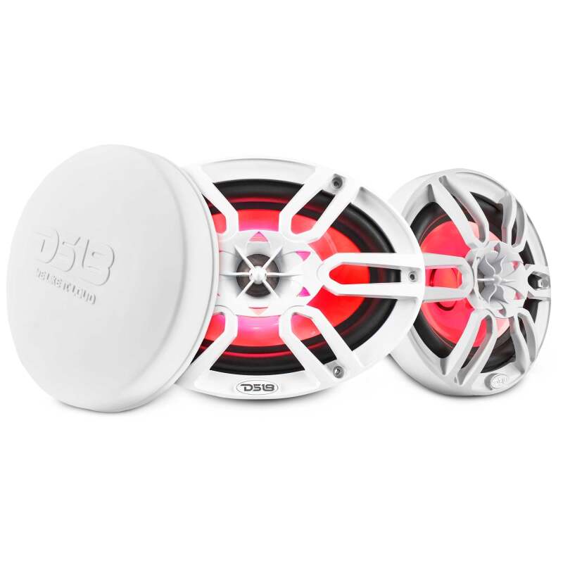 DS18 NXL Series 6x9 inch Marine Coaxial Speaker with RGB Lights - White, 125W RMS, 2-Way for Powersports and Marine Vehicles