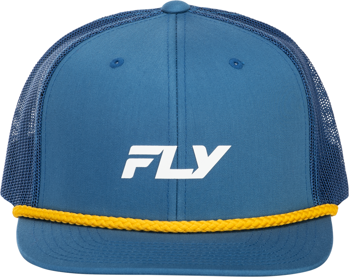 Fly Racing Fly Trucker Hat Blue/Yellow with Adjustable Snapback - One Size Fits Most