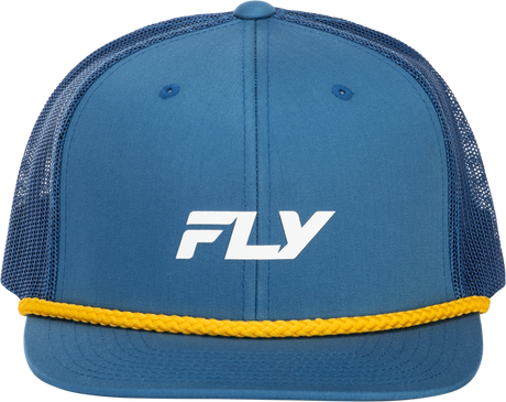 Fly Racing Fly Trucker Hat Blue/Yellow with Adjustable Snapback - One Size Fits Most