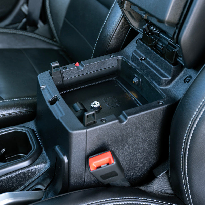 Tuffy Products Console Safe with Keyed Lock for Jeep Wrangler JL and Gladiator JT