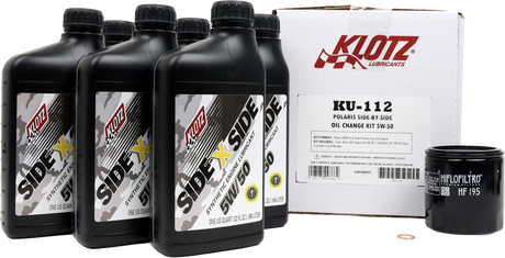 Klotz KU-112 Polaris SXS 6-Quart Synthetic Oil Change Kit for Off-Road Vehicles