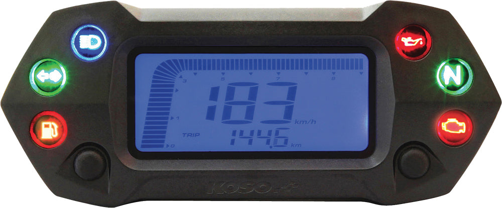 KOSO DB 01R LCD Speedometer Gauge for Cruiser, Streetfighter & Dual-Sport Motorcycles - Part Number BA027002