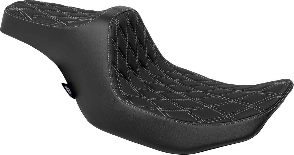 Drag Specialties Seats Predator III Double Diamond Seat with Silver Stitching for Harley FLT/FLH 2023-2024 – Model 4686C