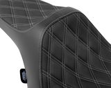 Drag Specialties Seats Predator III Double Diamond Seat with Silver Stitching for Harley FLT/FLH 2023-2024 – Model 4686C