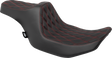 Drag Specialties Seats Predator III Double Diamond Seat with Red Stitched Finish for Harley FLT/FLH 2023-2024 - Part 4686D