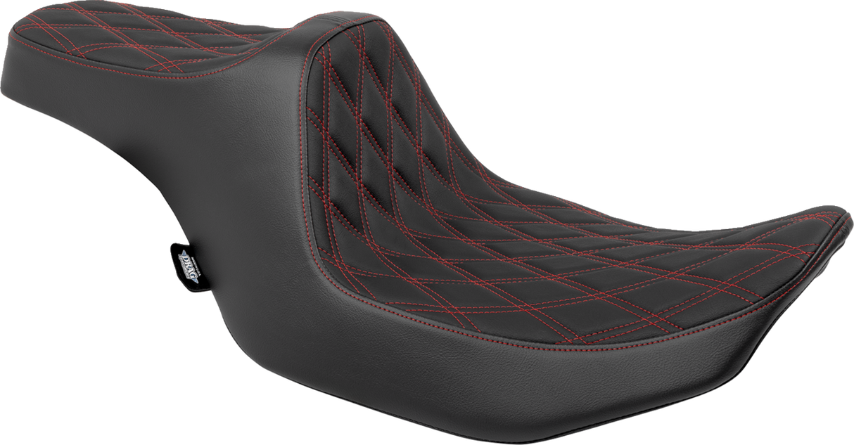 Drag Specialties Seats Predator III Double Diamond Seat with Red Stitched Finish for Harley FLT/FLH 2023-2024 - Part 4686D