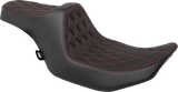 Drag Specialties Seats Predator III Double Diamond Seat with Red Stitched Finish for Harley FLT/FLH 2023-2024 - Part 4686D
