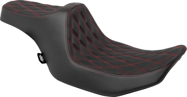 Drag Specialties Seats Predator III Double Diamond Seat with Red Stitched Finish for Harley FLT/FLH 2023-2024 - Part 4686D