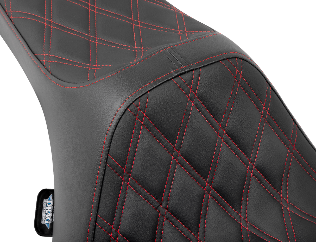 Drag Specialties Seats Predator III Double Diamond Seat with Red Stitched Finish for Harley FLT/FLH 2023-2024 - Part 4686D