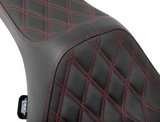 Drag Specialties Seats Predator III Double Diamond Seat with Red Stitched Finish for Harley FLT/FLH 2023-2024 - Part 4686D