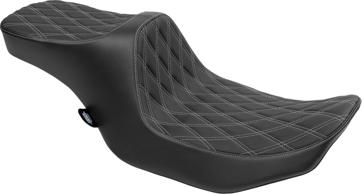 DRAG SPECIALTIES SEATS Predator III 2-Up Seat for Harley FLT/FLH 2023-2024 – Vinyl Double Diamond Silver Stitching