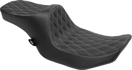 DRAG SPECIALTIES SEATS Predator III 2-Up Seat for Harley FLT/FLH 2023-2024 – Vinyl Double Diamond Silver Stitching