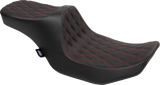 DRAG SPECIALTIES SEATS Predator III 2-Up Seat - Vinyl with Red Stitching for Harley FLT/FLH 2023-2024 - Model 4690D