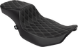 Drag Specialties Seats Performance Predator 2-Up Seat with Extended Reach for Harley-Davidson Touring Models – Silver Double Diamond Stitch, Part #4691C