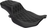 Drag Specialties Seats Performance Predator 2-Up Seat with Extended Reach for Harley-Davidson Touring Models – Silver Double Diamond Stitch, Part #4691C