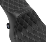 DRAG SPECIALTIES SEATS Predator III 2-Up Seat for Harley FLT/FLH 2023-2024 – Vinyl Double Diamond Silver Stitching