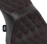 DRAG SPECIALTIES SEATS Predator III 2-Up Seat - Vinyl with Red Stitching for Harley FLT/FLH 2023-2024 - Model 4690D