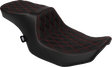 Drag Specialties Seats Predator 2-Up Seat - Vinyl with Double Diamond Red Stitch - Fits 2023-2024 Harley FLT/FLH Models - Part #4692D