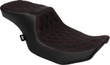 Drag Specialties Seats Predator 2-Up Seat - Vinyl with Double Diamond Red Stitch - Fits 2023-2024 Harley FLT/FLH Models - Part #4692D
