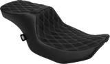 Drag Specialties Seats Predator 2-Up Seat - Vinyl - Double Diamond Silver Stitch for Harley FLTR/FLHX 2023-2024 (Part No. 4692C)