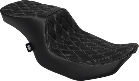 Drag Specialties Seats Predator 2-Up Seat - Vinyl - Double Diamond Silver Stitch for Harley FLTR/FLHX 2023-2024 (Part No. 4692C)